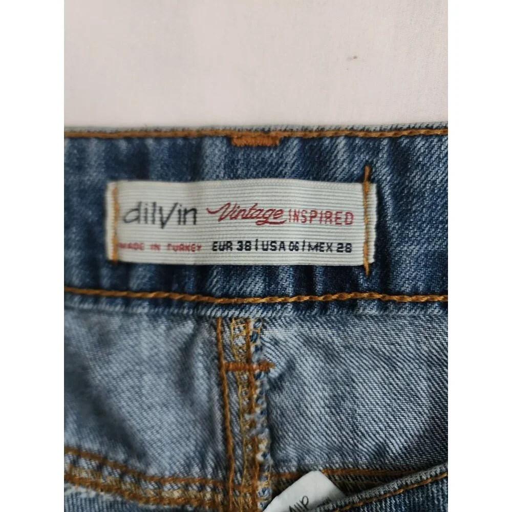 Dilvin Jeans Women's MAVI Blue Denim Patchwork Distressed Skirt Size US 06/EU-38 - Picture 6 of 12
